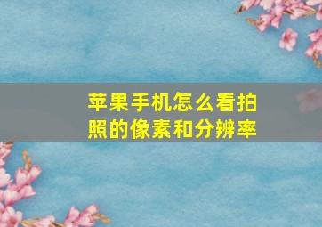 苹果手机怎么看拍照的像素和分辨率