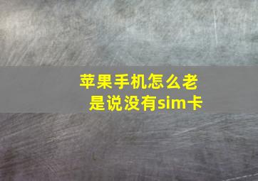 苹果手机怎么老是说没有sim卡