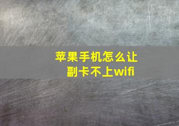 苹果手机怎么让副卡不上wifi