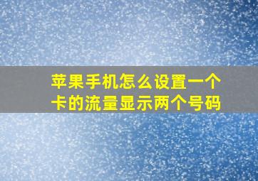 苹果手机怎么设置一个卡的流量显示两个号码