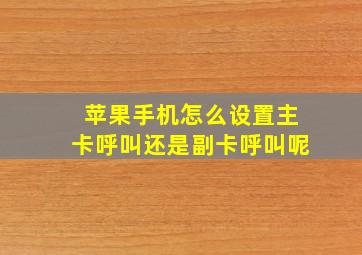 苹果手机怎么设置主卡呼叫还是副卡呼叫呢