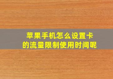 苹果手机怎么设置卡的流量限制使用时间呢