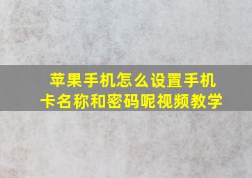 苹果手机怎么设置手机卡名称和密码呢视频教学