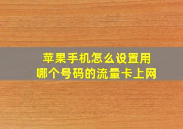 苹果手机怎么设置用哪个号码的流量卡上网