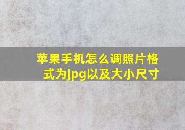 苹果手机怎么调照片格式为jpg以及大小尺寸