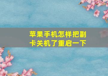 苹果手机怎样把副卡关机了重启一下