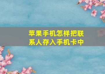 苹果手机怎样把联系人存入手机卡中