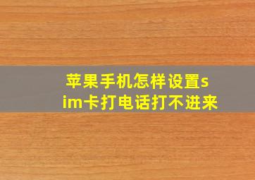 苹果手机怎样设置sim卡打电话打不进来