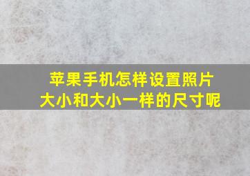 苹果手机怎样设置照片大小和大小一样的尺寸呢