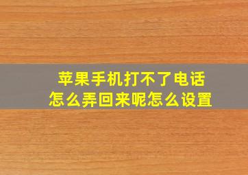 苹果手机打不了电话怎么弄回来呢怎么设置