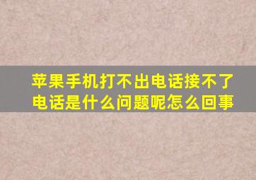 苹果手机打不出电话接不了电话是什么问题呢怎么回事