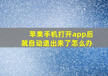 苹果手机打开app后就自动退出来了怎么办