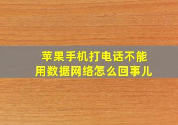 苹果手机打电话不能用数据网络怎么回事儿