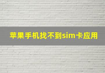 苹果手机找不到sim卡应用