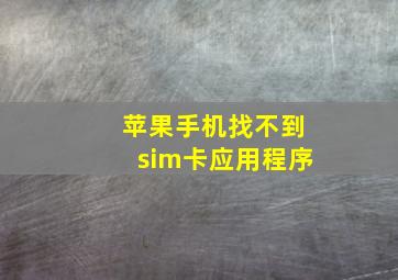 苹果手机找不到sim卡应用程序