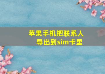 苹果手机把联系人导出到sim卡里