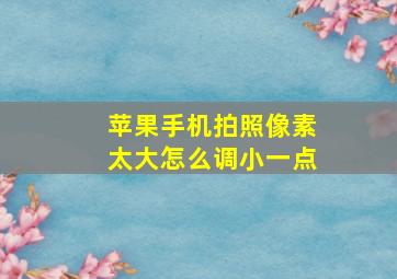 苹果手机拍照像素太大怎么调小一点