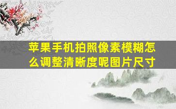 苹果手机拍照像素模糊怎么调整清晰度呢图片尺寸