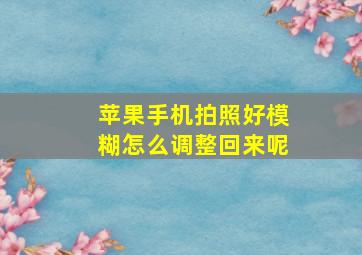 苹果手机拍照好模糊怎么调整回来呢