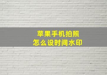 苹果手机拍照怎么设时间水印