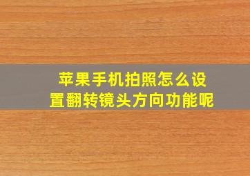 苹果手机拍照怎么设置翻转镜头方向功能呢