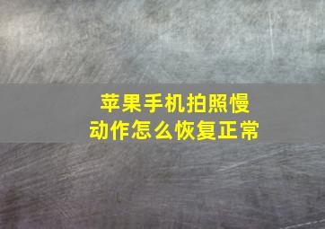 苹果手机拍照慢动作怎么恢复正常