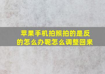 苹果手机拍照拍的是反的怎么办呢怎么调整回来