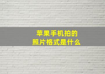 苹果手机拍的照片格式是什么