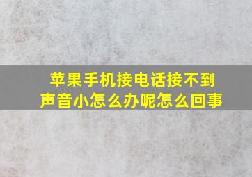 苹果手机接电话接不到声音小怎么办呢怎么回事