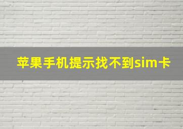 苹果手机提示找不到sim卡