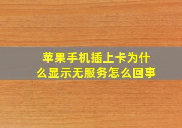 苹果手机插上卡为什么显示无服务怎么回事