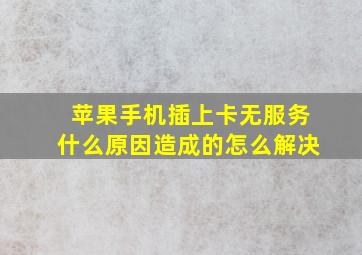 苹果手机插上卡无服务什么原因造成的怎么解决