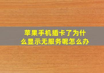 苹果手机插卡了为什么显示无服务呢怎么办