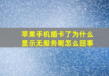 苹果手机插卡了为什么显示无服务呢怎么回事