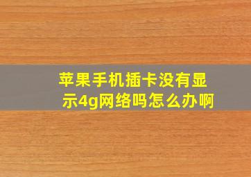 苹果手机插卡没有显示4g网络吗怎么办啊