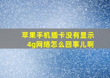 苹果手机插卡没有显示4g网络怎么回事儿啊