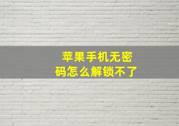 苹果手机无密码怎么解锁不了