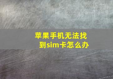 苹果手机无法找到sim卡怎么办