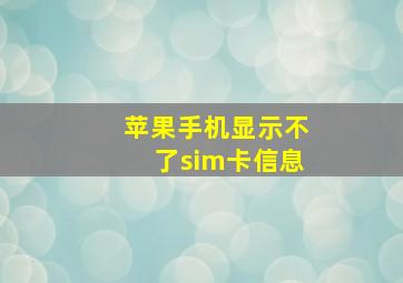 苹果手机显示不了sim卡信息