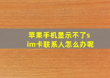 苹果手机显示不了sim卡联系人怎么办呢