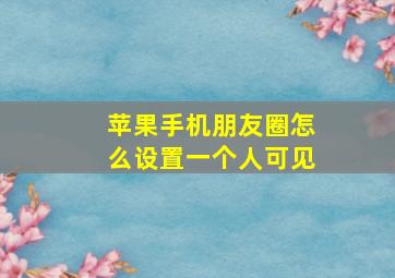 苹果手机朋友圈怎么设置一个人可见