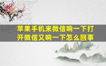 苹果手机来微信响一下打开微信又响一下怎么回事