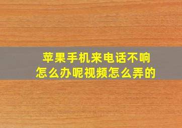 苹果手机来电话不响怎么办呢视频怎么弄的