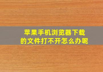 苹果手机浏览器下载的文件打不开怎么办呢