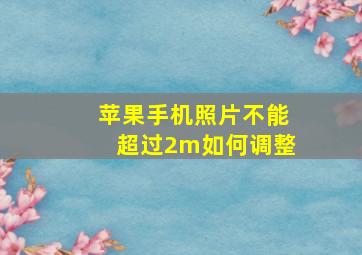 苹果手机照片不能超过2m如何调整