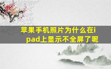 苹果手机照片为什么在ipad上显示不全屏了呢