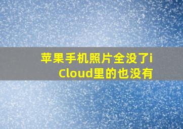 苹果手机照片全没了iCloud里的也没有