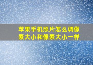 苹果手机照片怎么调像素大小和像素大小一样