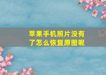 苹果手机照片没有了怎么恢复原图呢