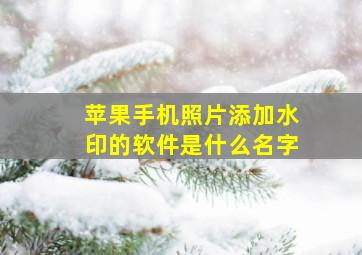 苹果手机照片添加水印的软件是什么名字